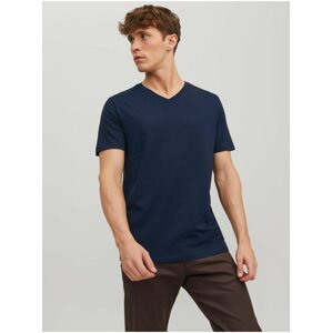 Tmavě modré pánské basic tričko Jack & Jones Organic