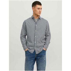 Bílo-modrá pánská kostkovaná košile Jack & Jones Gingham