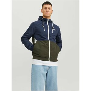 Khaki-modrá pánská lehká bunda Jack & Jones Rush