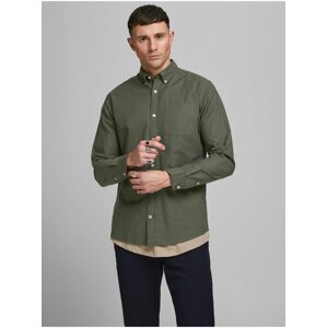 Khaki pánská svrchní košile Jack & Jones Oxford