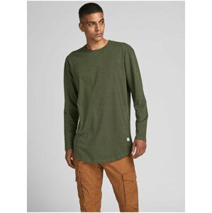 Khaki pánské tričko s dlouhým rukávem Jack & Jones Noa