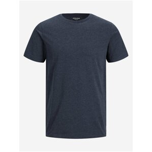 Tmavě modré pánské žíhané basic tričko Jack & Jones Organic