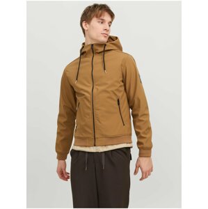 Hnědá pánská lehká softshellová bunda Jack & Jones Basic