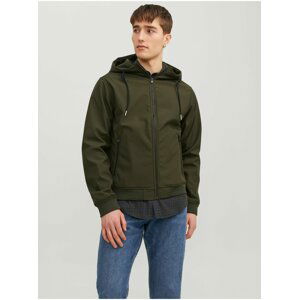 Khaki pánská lehká softshellová bunda Jack & Jones Basic