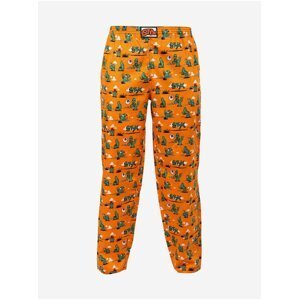 Oranžové pánské vzorované kalhoty na spaní Styx Kaktusy