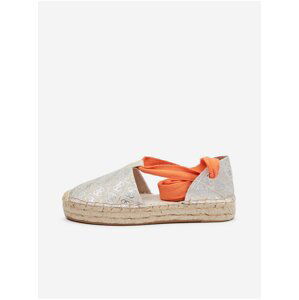 Oranžovo-stříbrné dámské vzorované espadrilky na zavazování Guess Jalene 3