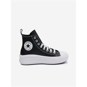 Černé dámské kožené kotníkové tenisky na platformě Converse Chuck Taylor All Star Move