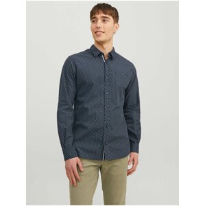 Tmavě modrá pánská vzorovaná košile Jack & Jones Eremy