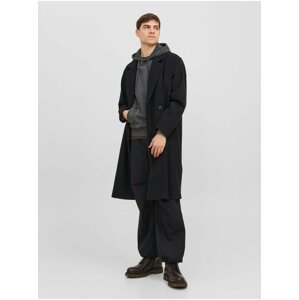 Černý pánský kabát s příměsí vlny Jack & Jones Harry