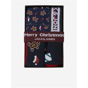 Vánoční sada pánských boxerek a dvou párů ponožek v tmavě modré barvě  Jack & Jones Gingerman