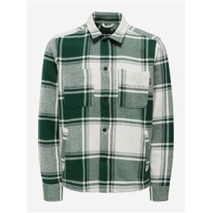 Zelená pánská kostkovaná košilová bunda ONLY & SONS Mace