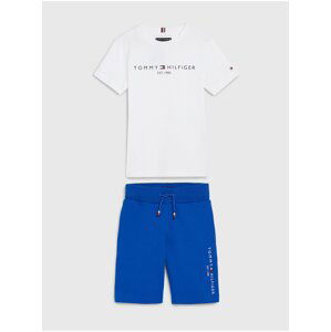 Sada klučičího trička a kraťasů v bílé a modré barvě Tommy Hilfiger