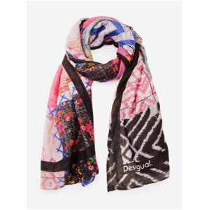 Růžový dámský vzorovaný šátek Desigual Dinamita Rectangle