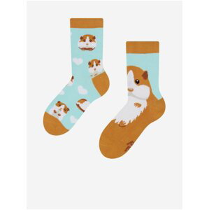 Hnědo-tyrkysové dětské veselé ponožky Dedoles Morče
