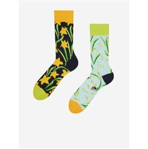 Tyrkysovo-žluté unisex veselé ponožky Dedoles Narcisy
