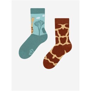 Modro-hnědé dětské veselé ponožky Dedoles Žirafa