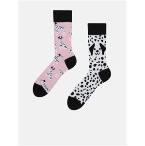 Bílo-růžové unisex veselé ponožky Dedoles Růžový dalmatýni