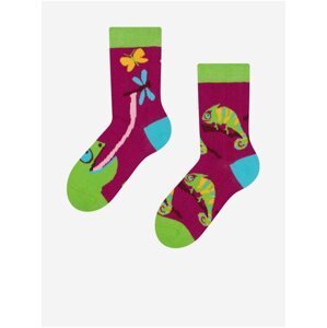 Zeleno-fialové dětské veselé ponožky Dedoles Chameleon