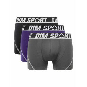 Sada tří sportovních boxerek v šedé, modré a černé barvě DIM SPORT MICROFIBRE BOXER 3x