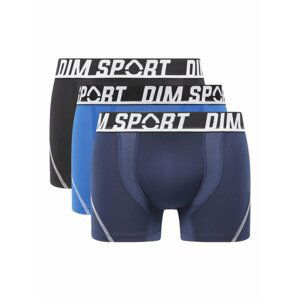 Sada tří pánských boxerek v černé a modré barvě DIM SPORT MICROFIBRE BOXER 3x