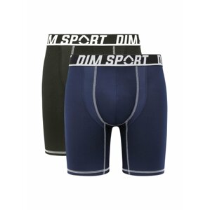 Sada dvou pánských sportovních boxerek v černé a tmavě modré barvě DIM SPORT LONG BOXER 2x