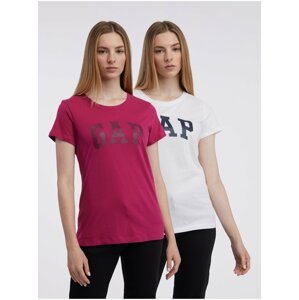 Sada dvou dámských triček v tmavě růžové a bílé barvě GAP