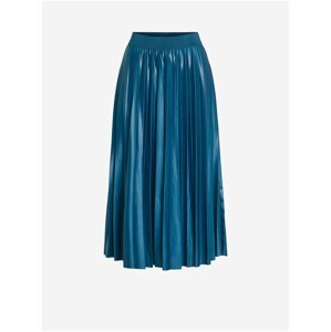 Modrá dámská saténová plisovaná midi sukně VILA Nitban
