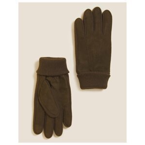 Tmavě hnědé pánské kožené rukavice Marks & Spencer