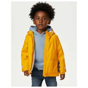 Žlutá klučičí nepromokavá bunda s umělým kožíškem Marks & Spencer
