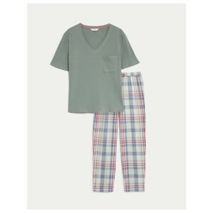 Zelené dámské kostkované pyžamo Marks & Spencer