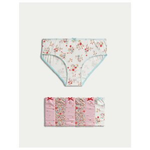 Sada sedmi holčičích kalhotek v růžové a bílé Marks & Spencer