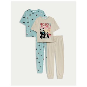 Sada dvou holčičích pyžam v modré a krémové barvě Marks & Spencer