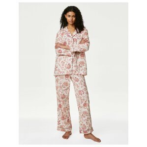 Růžovo-bílé dámské vzorované pyžamo Marks & Spencer