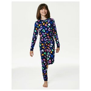 Tmavě modré holčičí vzorované pyžamo Marks & Spencer