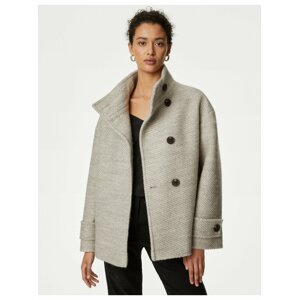 Béžový dámský krátký kabát s příměsí vlny Marks & Spencer
