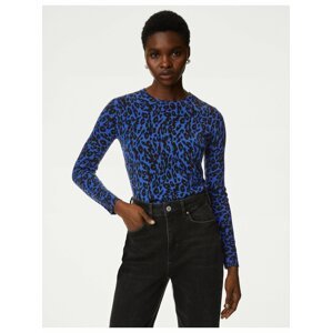 Černo-modrý dámský vzorovaný svetr  Marks & Spencer