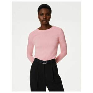 Růžový dámský měkký svetr ke krku Marks & Spencer