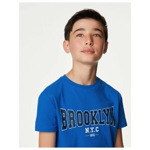 Modré klučičí tričko s nápisem „Brooklyn“ Marks & Spencer
