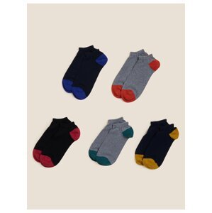 Sada pěti párů pánských ponožek v šedé, modré a černé barvě Marks & Spencer