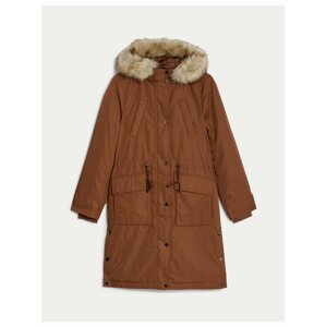 Hnědý dámský kabát s kapucí Marks & Spencer