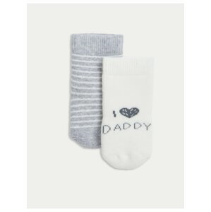 Sada dvou párů dětských ponožek v bílé a šedé barvě Marks & Spencer