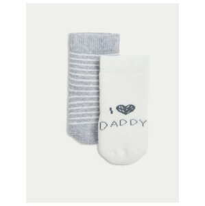 Sada dvou párů dětských ponožek v bílé a šedé barvě Marks & Spencer