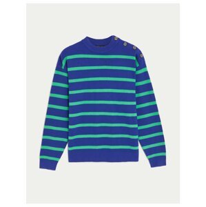 Zeleno-modrý dámský pruhovaný svetr Marks & Spencer