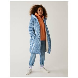 Světle modrý holčičí zimní prošívaný kabát s technologií Stormwear™ Marks & Spencer