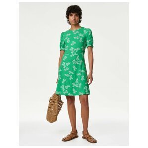 Zelené dámské žerzejové květované mini šaty Marks & Spencer