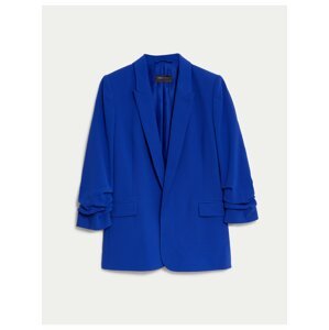 Modré dámské sako s řasenými rukávy Marks & Spencer