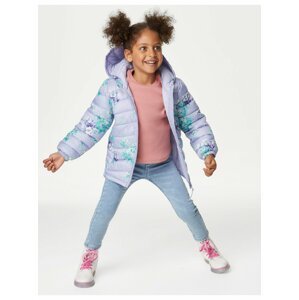 Světle fialový holčičí lehký prošívaný květovaný kabát s technologií Stormwear™ Marks & Spencer