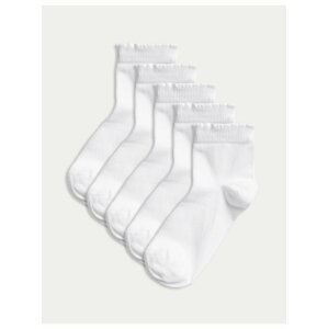 Sada pěti párů holčičích ponožek v bílé barvě Marks & Spencer