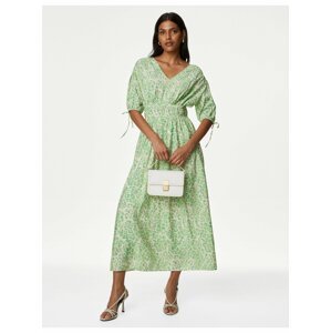 Světle zelené dámské vzorované šaty Marks & Spencer