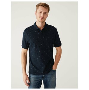 Tmavě modré pánské vzorované polo tričko Marks & Spencer